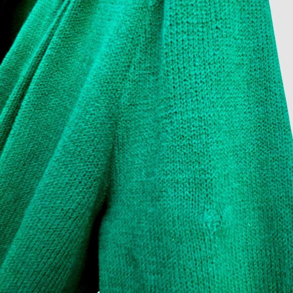 Vintage St John Kelly Green Knit Dress 80s Power Shoulders L to XL - Picture 5 of 13